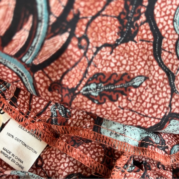 ULLA JOHNSON Caris Long Sleeve Ruffle Dress In Red Oversized Fit - Picture 13 of 15